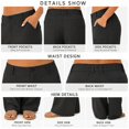 thumbnail image 4 of Women's Linen Wide Leg Pants High Waist Casual Loose Straight Trousers with Pockets Elastic Back Summer Vintage, 4 of 8