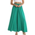 thumbnail image 1 of Pantalones de pierna ancha para mujer, pantalones de playa de Color puro con volantes y cordón elástico de cintura alta para fiesta, oficina y compras, 1 of 8