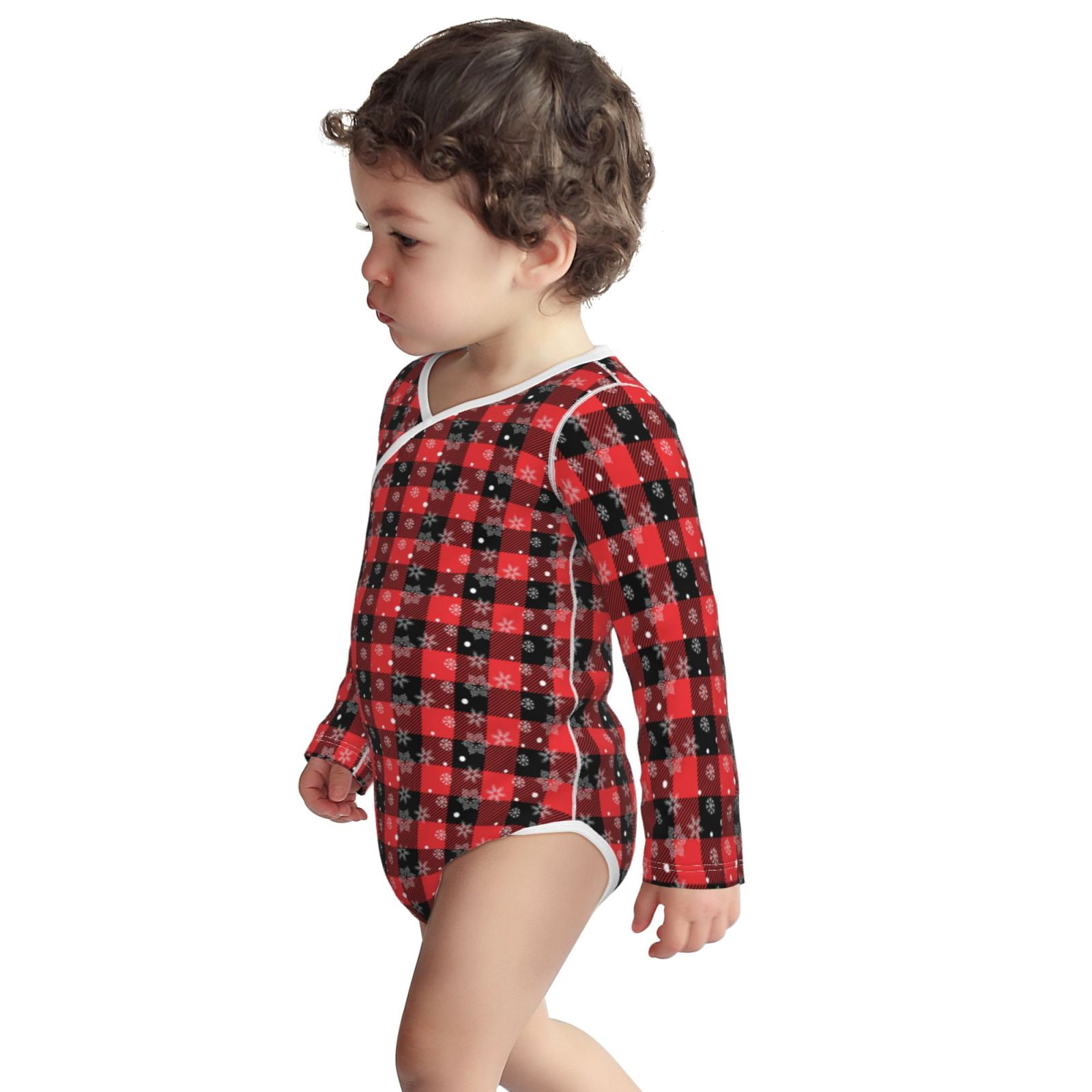 Xecao Christmas With Snowflakes Print Baby unisex-baby Cotton Long-sleeve Bodysuits-18 Months