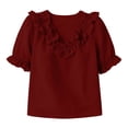 thumbnail image 3 of cocolona Summer Puff Sleeve Tops for Women Ruffle V Neck Loose Shirts Dressy Casual Solid Color Blouses, 3 of 7