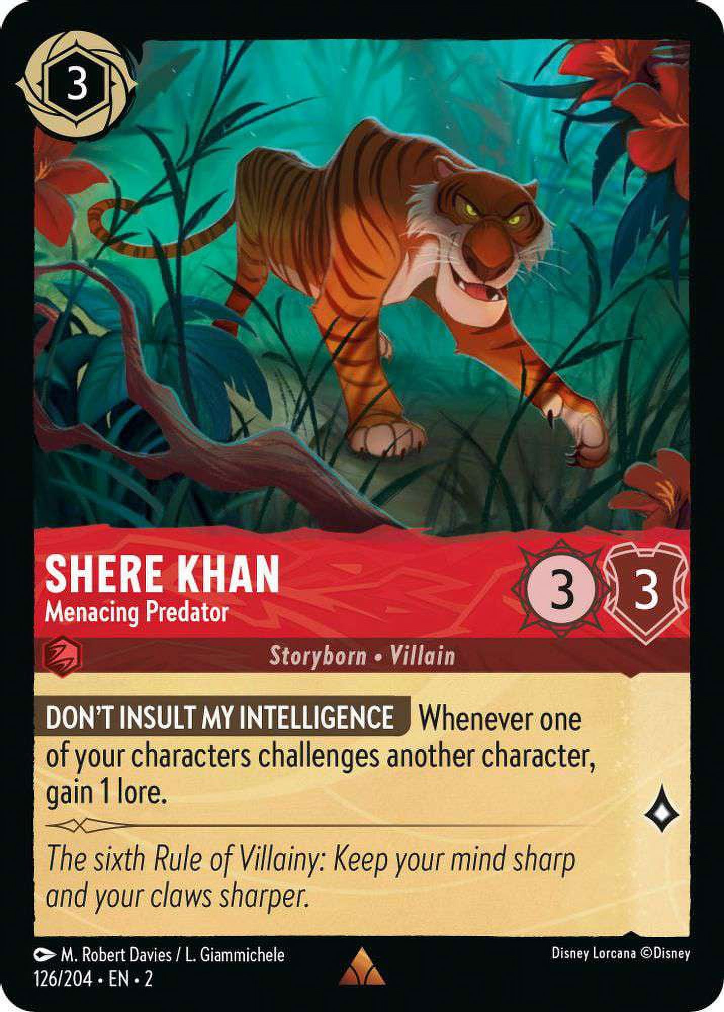 Disney Lorcana Rise of the Floodborn Rare Shere Khan - Menacing Predator #126