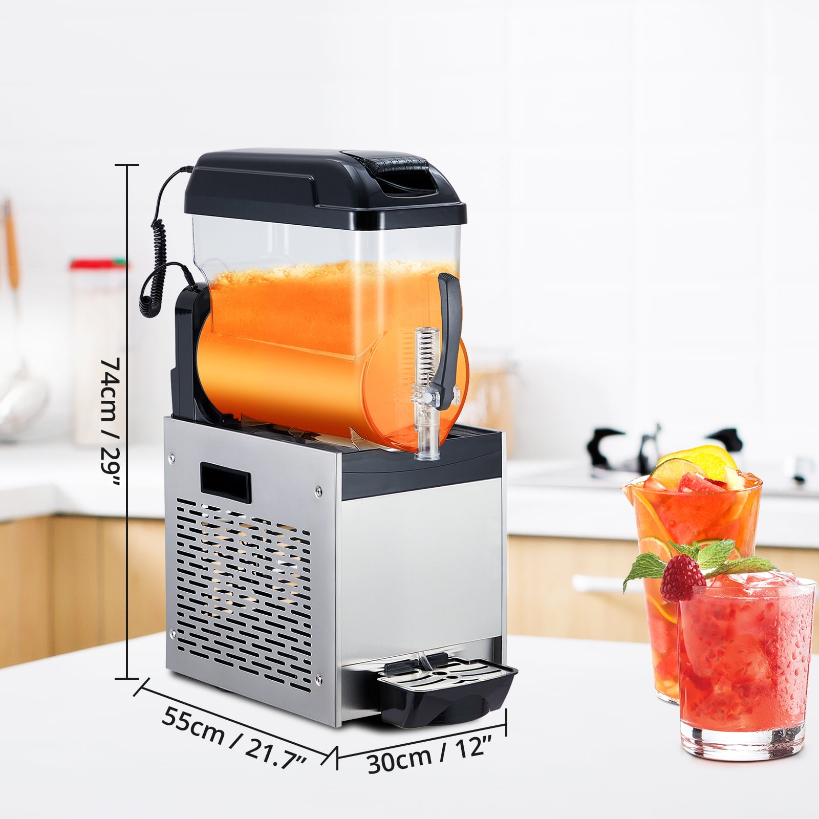 Commercial Slushie Machine, 500W Frozen Drink & Margarita Maker, Single Tank Slushy Machine for Bar, Cafe, ICE 12L/15L