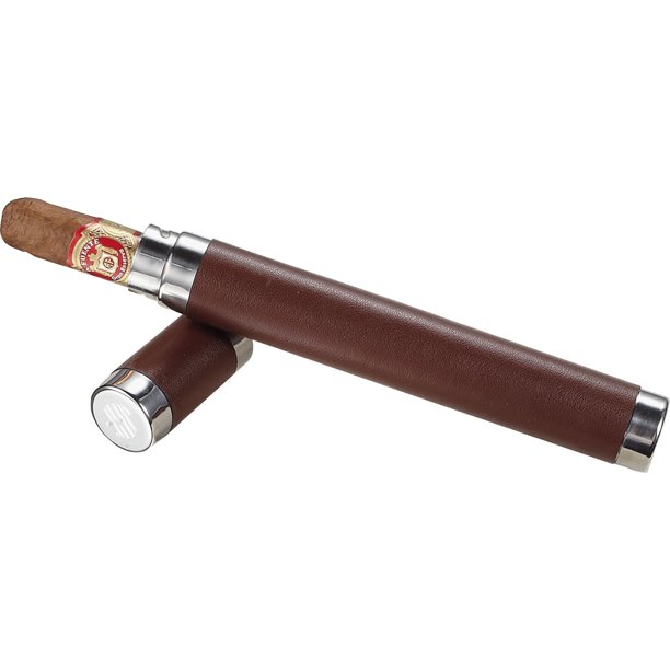 Cane Brown Leather Cigar Holder