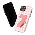 thumbnail image 3 of Pink Gingham Curious Monkey Number 7 Phone Case, Cute Cartoon Animal Birthday Style Protective Cover, Fun Aesthetic iPhone Case for iPhone 17 16 15 14 13 12 11 Pro Plus Mini, 3 of 6