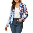 thumbnail image 6 of INSPIRE CHIC Women's Fitted Blazer Notch Lapel Printed Open Front Work Suit Jacket S Blue-Flower, 6 of 8