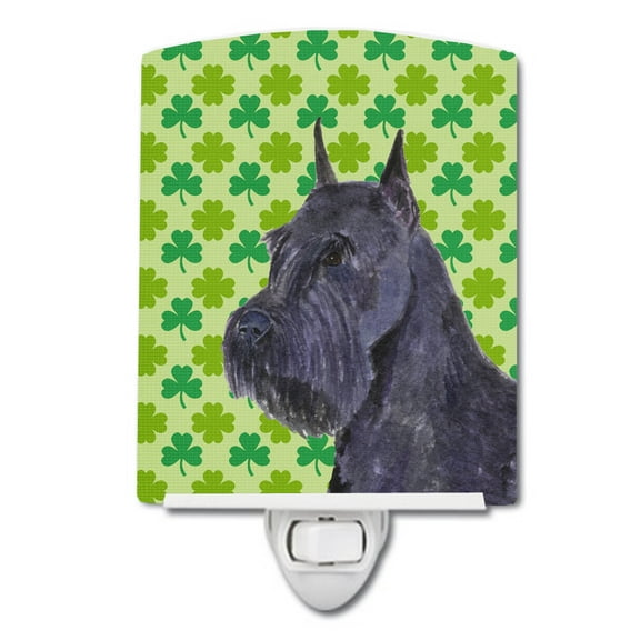 Caroline's Treasures SS4454CNL Schnauzer Giant St. Patrick's Day Shamrock Portrait Ceramic Night Light, 6x4x3",