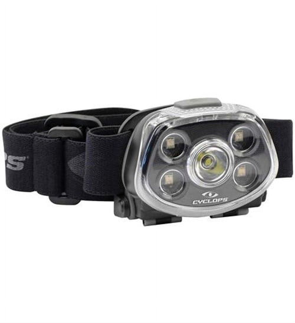 CYCLOPS Force XP Headlamp Tactical Durable Lightweight Compact IPX6 Water Resistant Adjustable Headband 5 Light Modes Bright 3 Color LEDs 350 Lumen Head Flashlight AAA Batteries Included