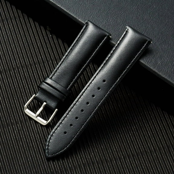 Solennerer Watch Band Quick Release France Calf Leather Watch Strap Polished Silver Pin Buckle Choice of Width 18mm, 19mm, 20mm, 21mm 22mm