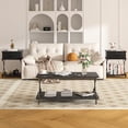 thumbnail image 7 of 39-Inch Coffee Table with Storage and Open Shelves for Living Dining Room, Modern Rectangle & Industrial Design, X-Shape Frame, Black, 7 of 7