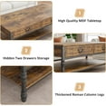 thumbnail image 6 of Huisuilinss Coffee Table with Drawers 41" Wooden Coffee Table with Storage Rectangular Cocktail Table Retro Living Room Table,2-Tier Wood Center Table for Living Room, Apartment, Bedroom, 6 of 6