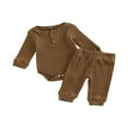 thumbnail image 1 of Baby Girls Pants Set  Ribbed Long Sleeve Crew Neck Romper with Elastic Waist Pants for Toddlers, 1 of 9