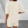 thumbnail image 5 of Stichou Women's Plaid 2 Piece Short Sets 2026 Summer Spring Lounge Beach Travel Vacation Outfits Matching Shorts Sweatsuit with Pockets Beige XL, 5 of 6