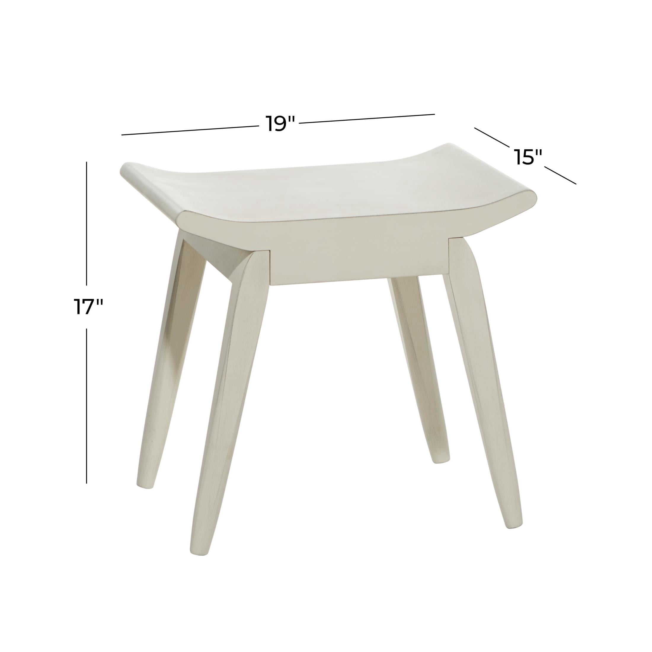DecMode Wood Curved Stool, White