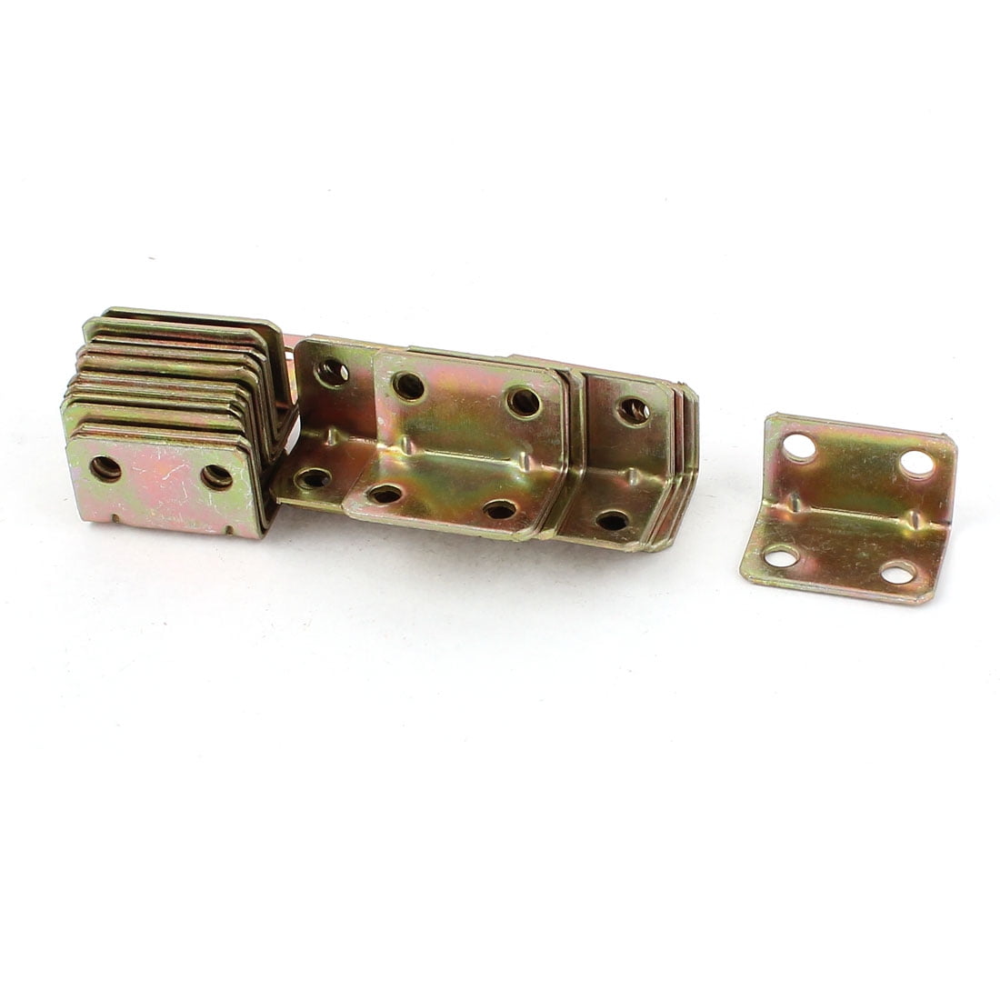 Unique Bargains Furniture Fastener Corner Braces Angle Brackets Brass Tone 28pcs