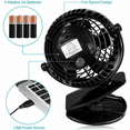 thumbnail image 2 of Gazeled Battery Operated Fan, with 8 Free AA Batteries, 5 Inch Portable Clip On and Desk Power Fan, Quiet USB Powered for Stroller, Camping, Office, Outdoor, 2 of 7