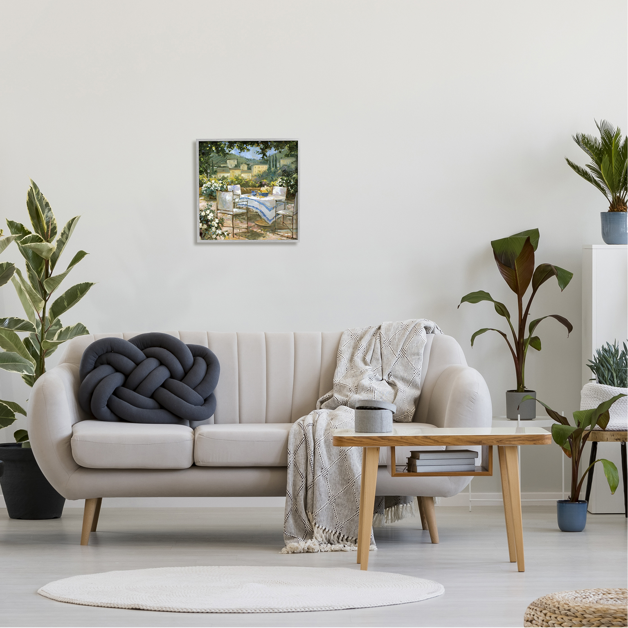 Stupell Industries Floral Villa Patio Scenery Landscape Painting Gray Framed Art Print Wall Art