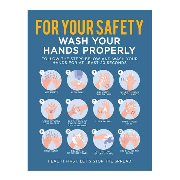 Koyal Wholesale Social Distancing Wash Your Hands For Your Safety, Wash Your Hands Properly Business Signs, 10-Pack