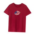 thumbnail image 3 of Camiseta para mujer verano moda regular ajuste cuello redondo camisa para viajar playa Rojo, 3 of 7