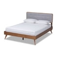 thumbnail image 1 of Allora Mid-Century Wood and Fabric Full Platform Bed in Light Gray, 1 of 9