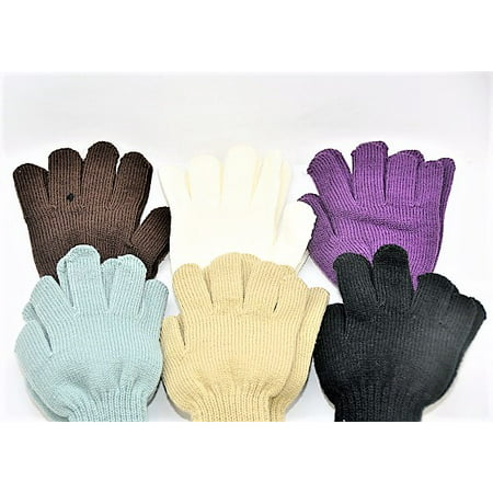 Set of 6 Women's Long Cuff Magic Gloves in Assorted Colors -
