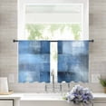 thumbnail image 3 of Blue Semi Sheer Curtains 45 Inch Length 2 Panels Set, Ombre Oil Painted Retro Abstract Art Modern Sheer Kitchen Curtain Privacy Voile Window Curtain for Living Room Bedroom Rod Pocket Drapes, 3 of 7