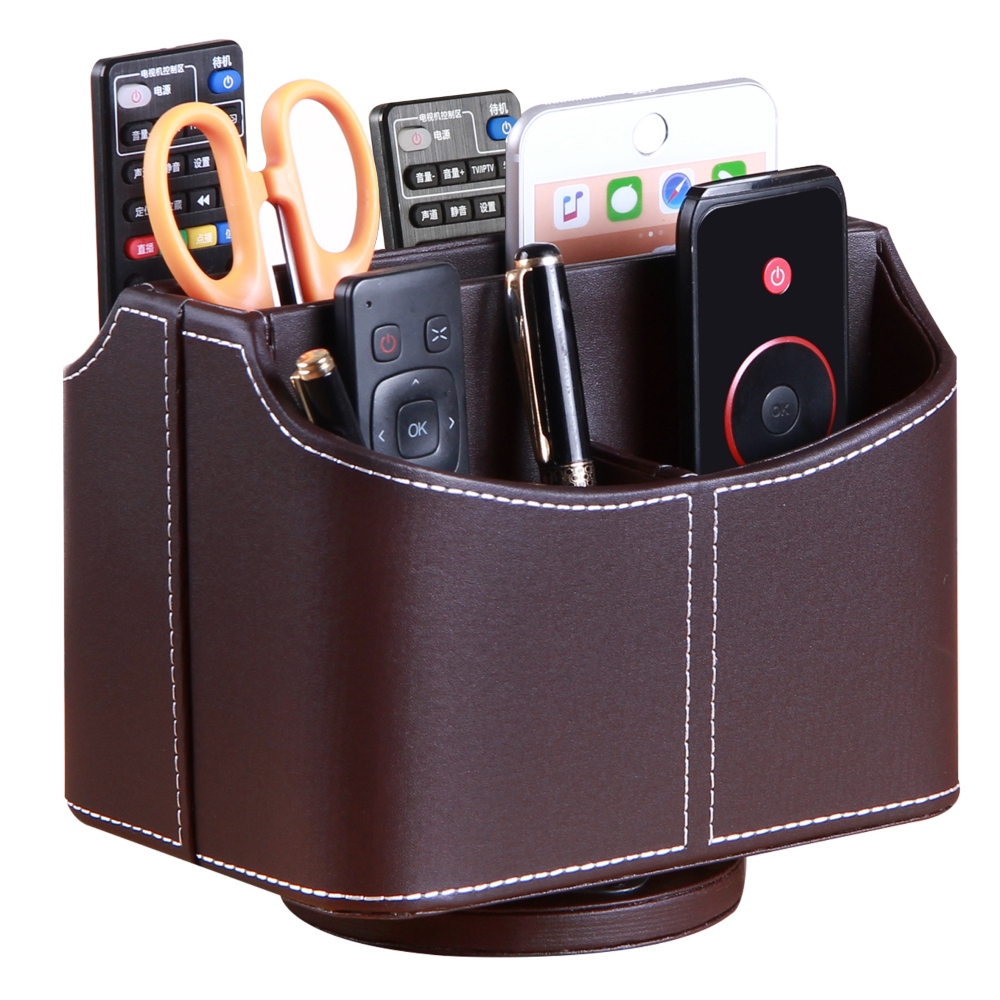EASTIN Leather 360 Degree Rotating Desk Caddy Table Top Remote Control