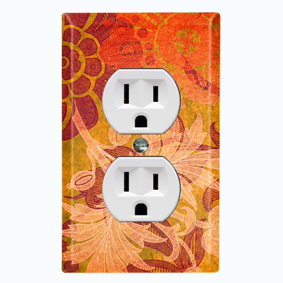 Metal Light Switch Plate Cover Red Floral Damask Wallpaper WAL027
