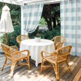 thumbnail image 4 of Outdoor Curtains for Patio Waterproof, Aqua Plaid Windproof Pravicy Outside Porch Blackout Curtain, Spring Summer Farmhouse Buffalo Checkered Sun Blocking Grommets Curtains for Cabana Gazebo 54"x84", 4 of 9