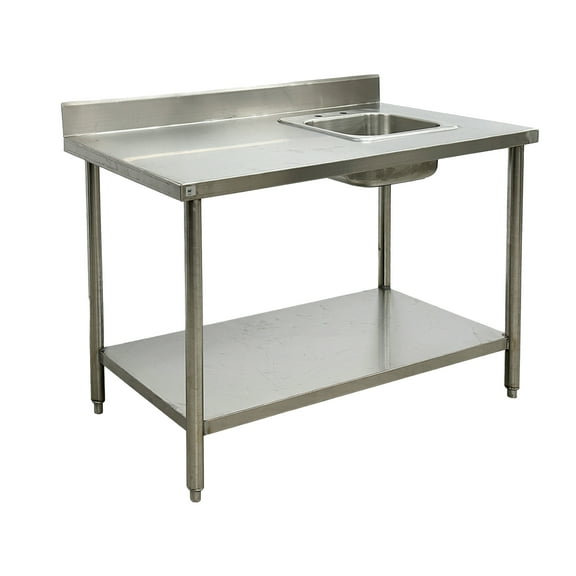 48 in. Work Table with Sink, Commercial Restaurant Kitchen Sink Set Bracket Integrated