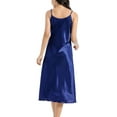 thumbnail image 3 of LAVA Womens Long Slip Dress Sexy V Neck Stain Long Nightgowns Plus Size Silk Sleep Dresses (Blue, M), 3 of 9