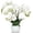 White, variant on 24 Blooms Artificial Phalaenopsis Orchid with Pumpkin Pot Realistic Faux Flower Arrangement for Home Living Room Decor