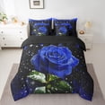 thumbnail image 2 of Homewish Romantic Valentine'S Day 7 Pieces Bedding Comforter Set,Country Floral Rose Full Bedding Set,Dreamy Blue Black Fitted Sheet Flat Sheet For Adult,Super Cozy Room Decor Reversible, 2 of 8