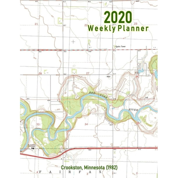 2020 Weekly Planner Crookston, Minnesota (1982) Vintage Topo Map