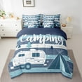 thumbnail image 2 of Erosebridal RV Accessories Camper Bedding Sets Twin Size, Happy Camping Comforter Sets with Sheets, Blue White Stripe Bedding Accessories, Ultra Soft Bedroom Decor, Reversible 7pcs, 2 of 5