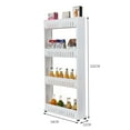 thumbnail image 5 of IVV 4 Tiers Narrow Storage Shelf with Wheels, Movable Plastic Sofa Side Storage Rack for Home Small Places, White, 5 of 8