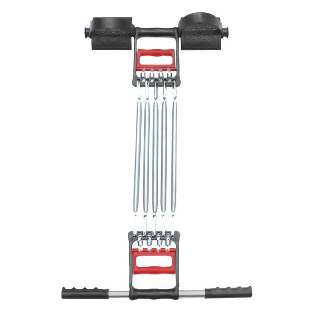 Pedal de resorte para abdominales, ejercitador de fortalecimiento muscular, mango ergonómico, cuerda de tracción, equipo de entrenamiento de piernas (negro)