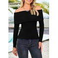 thumbnail image 6 of PRETTYGARDEN Women's Fall Off Shoulder Sweaters Y2K Long Sleeve Ribbed Knit Fitted Pullover Winter Date Night Tops Blouse, 6 of 8