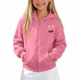 thumbnail image 4 of JAJAHO Girls Zip Up Hoodie Sweatshirt With Pockets Cherry Print Long Sleeve Jacket For Kids 5-14Y, 4 of 6