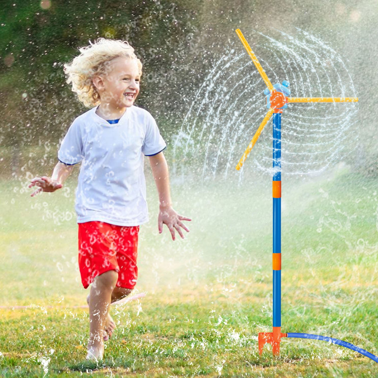 Windmill Sprinkler Water Toy for Kids, 360° Rotating Outdoor Splash Play Toy, Backyard Lawn Water Sprinkler for Toddlers Boys Girls, Summer Outside Water Game for Yard & Garden