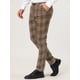 thumbnail image 2 of Pantalones a cuadros de vestir para hombre Pantalones formales ajustados estampados de negocios a cuadros Marron oscuro XL, 2 of 6