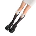 thumbnail image 1 of Calcetines altos de encaje para mujer Suaves calcetines elásticos de tubo para la calle Nituyy Calcetines a media pantorrilla de encaje con lazo grande ahuecado, 1 of 4