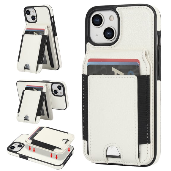 Compatible WIth Magsafe 2 in 1 Detachable iPhone 14 Plus Shockproof Rugged Wallet Phone Case with Card Holder,Magnetic PU Leather RFID Blocking Flip Kickstand Credit Slots,White