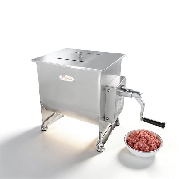 Hakka 7.5L/15lb Capacity Stainless Steel Manual Meat Mixer, Fixed Tank Sausage Blender