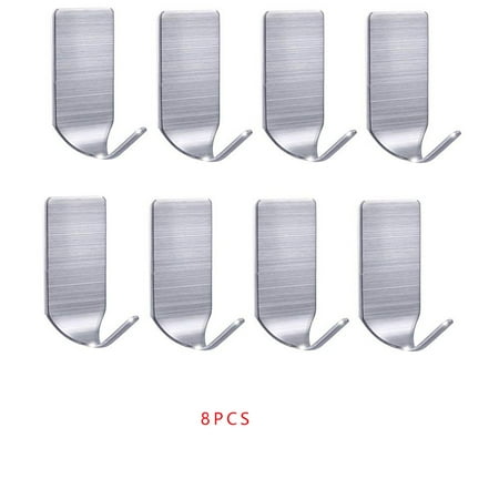 

DTOWER Weilifangwps 8Pcs Adhesive Hooks Wall Hooks Hanger 304 Stainless Steel Self Adhesive Waterproof Rack Maxi Bearing 5Kg