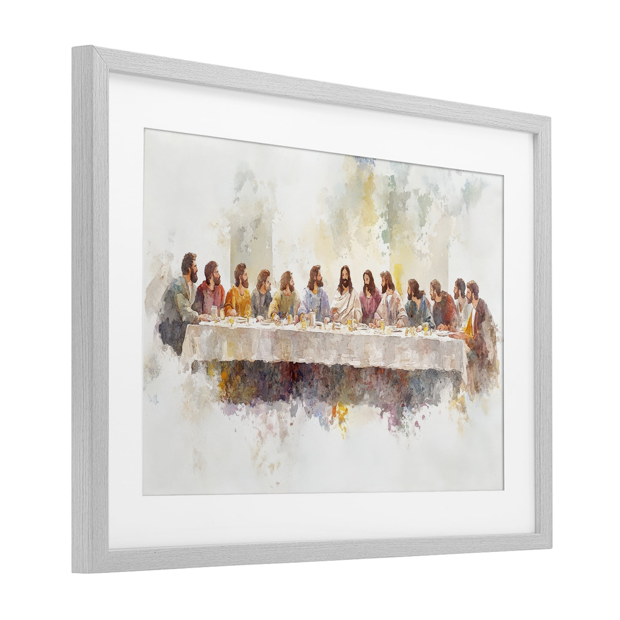 Stupell Industries Watercolor Supper Spirituality Gray Framed Print Under Glass, design by Petal Prints Design
