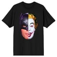 thumbnail image 5 of Batman 66 TV Batman Joker Split Face Men's Black T-shirt-5XL, 5 of 6