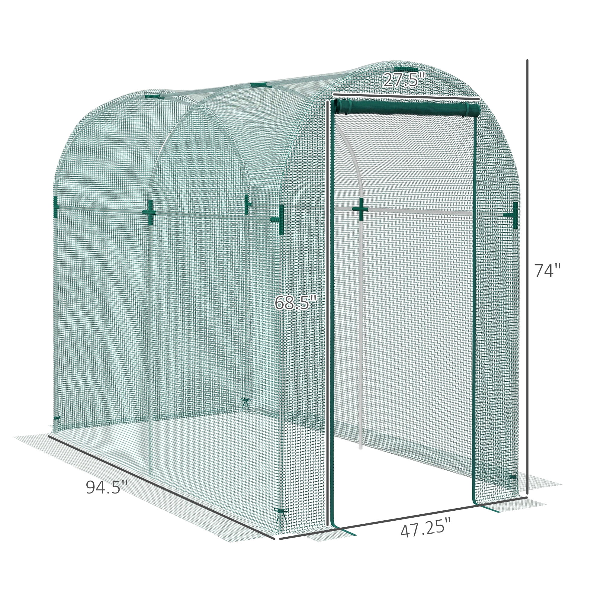 Outsunny 4' x 8' Plant Protection Tent Crop Cage with Zippered Door for Plants, Herbs, Fruits, Green