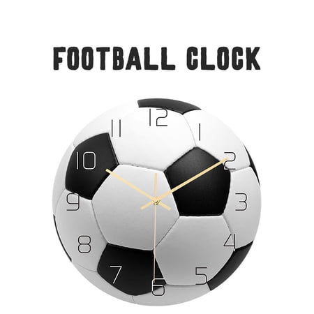Global Soccer Tournament Football Wall Clock - 12-Inch Silent Quartz Clock for Bedroom Living Room, Sports Themed Gift for Soccer Fans