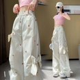 thumbnail image 4 of Baggy Sweatpants Women Valentine's Day Bow Print Trendy Relaxed Fit Athletic Pants Casual Running Trousers With Pocket Beige XXXL, 4 of 5