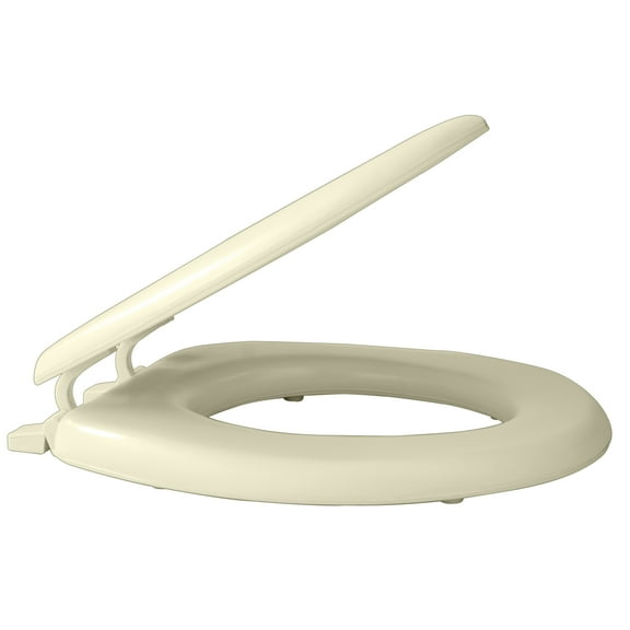 Standard Vinyl Soft Adjustable Hinges Toilet Seat with Close Lid, Bone